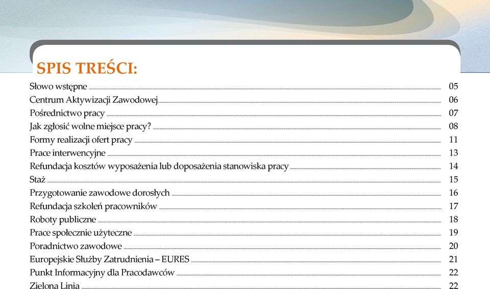 .. Przygotowanie zawodowe dorosłych... Refundacja szkoleń pracowników... Roboty publiczne... Prace społecznie użyteczne.