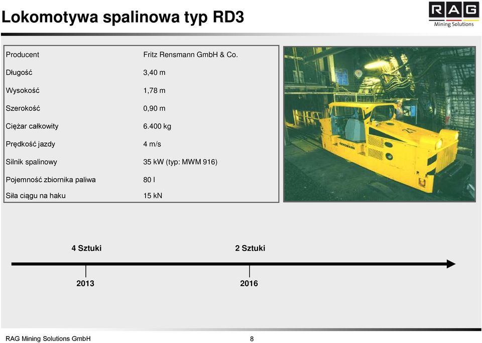 400 kg 4 m/s Silnik spalinowy 35 kw (typ: MWM 916) Pojemność zbiornika paliwa