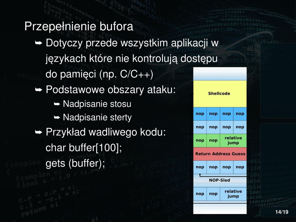 C/C++) Podstawowe obszary ataku: Nadpisanie stosu Nadpisanie