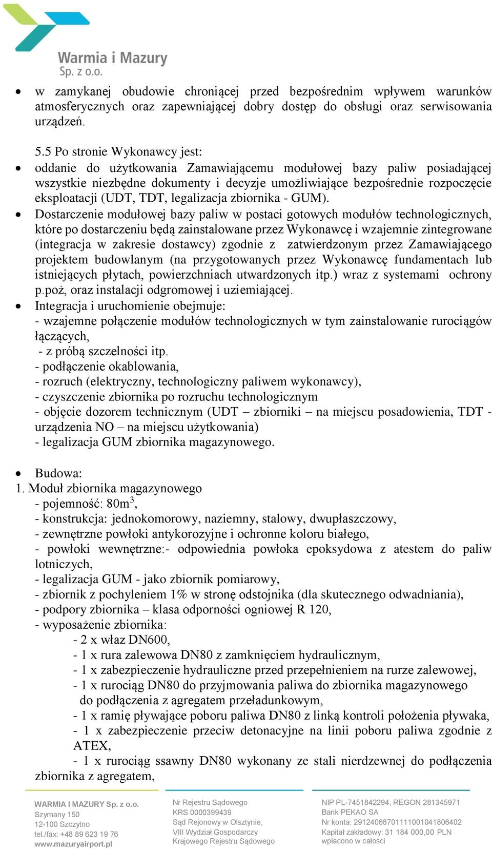 TDT, legalizacja zbiornika - GUM).