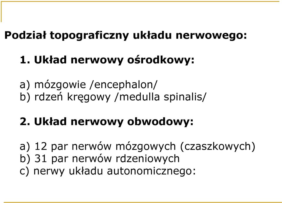 kręgowy /medulla spinalis/ 2.