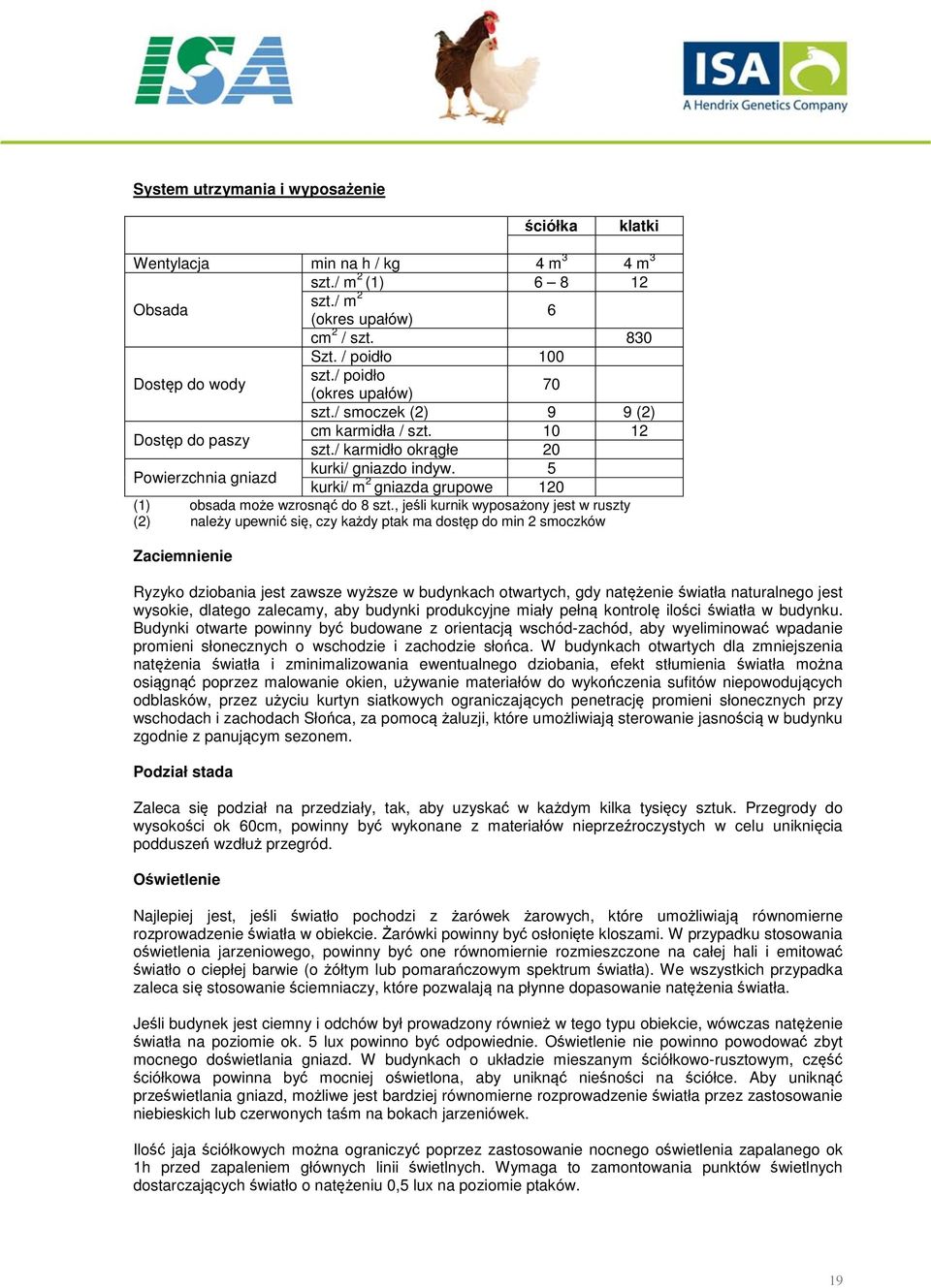 5 kurki/ m 2 gniazda grupowe 120 (1) obsada może wzrosnąć do 8 szt.