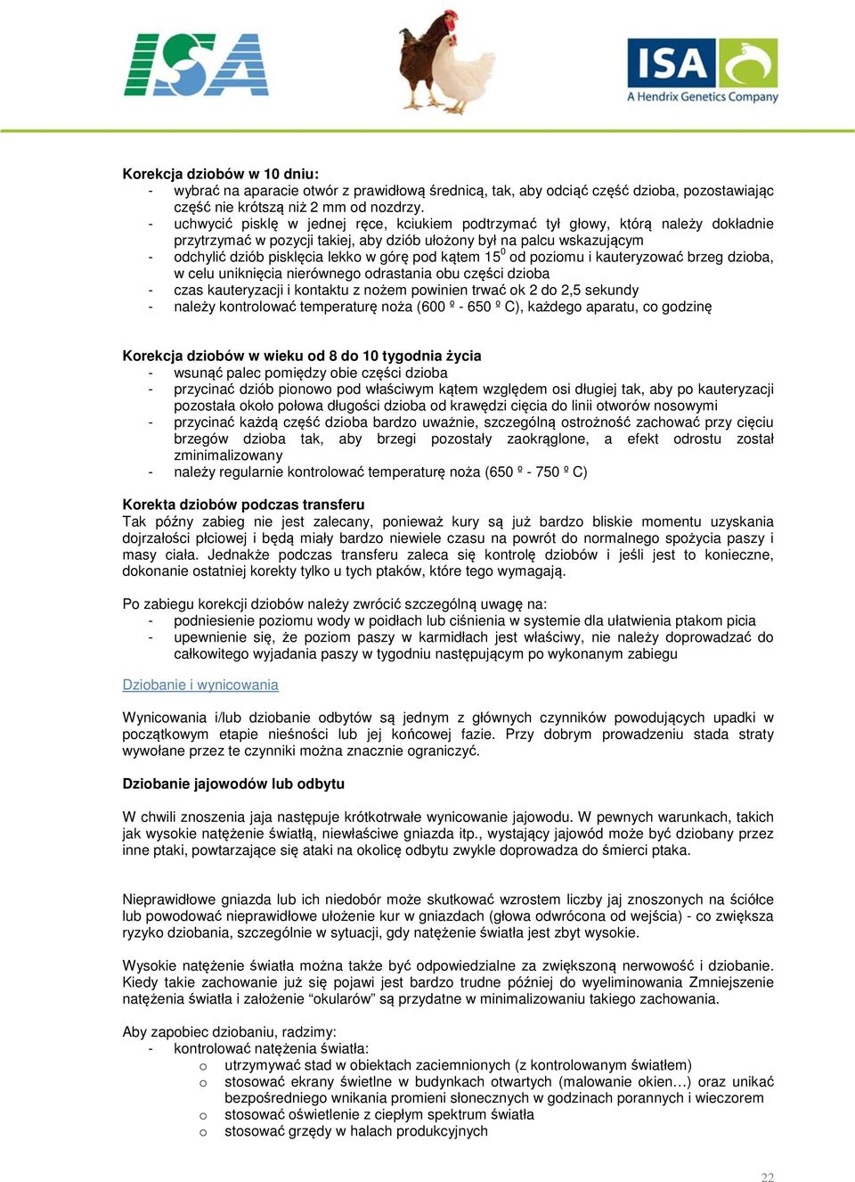 pod kątem 15 0 od poziomu i kauteryzować brzeg dzioba, w celu uniknięcia nierównego odrastania obu części dzioba - czas kauteryzacji i kontaktu z nożem powinien trwać ok 2 do 2,5 sekundy - należy