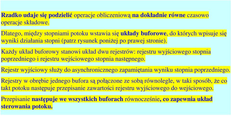 Każdy układ buforowy stanowi układ dwu rejestrów: rejestru wyjściowego stopnia poprzedniego i rejestru wejściowego stopnia następnego.