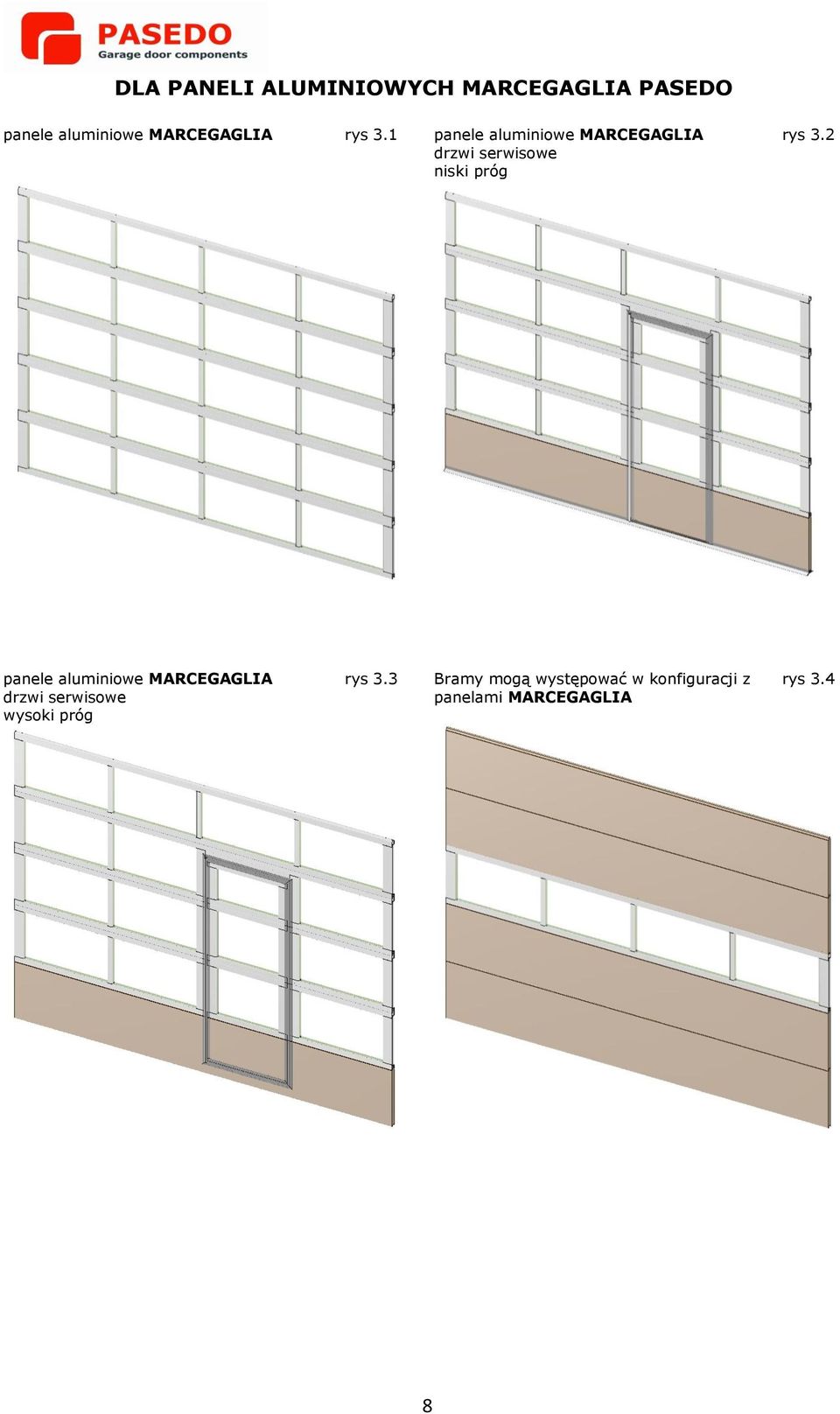1 panele aluminiowe MARCEGAGLIA drzwi serwisowe niski próg rys 3.