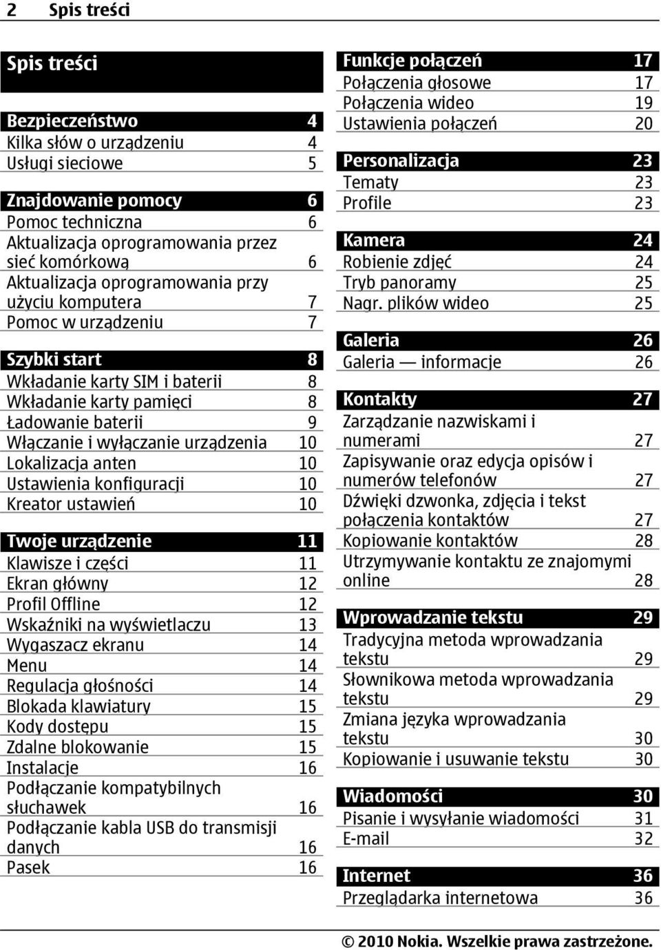 Lokalizacja anten 10 Ustawienia konfiguracji 10 Kreator ustawień 10 Twoje urządzenie 11 Klawisze i części 11 Ekran główny 12 Profil Offline 12 Wskaźniki na wyświetlaczu 13 Wygaszacz ekranu 14 Menu 14