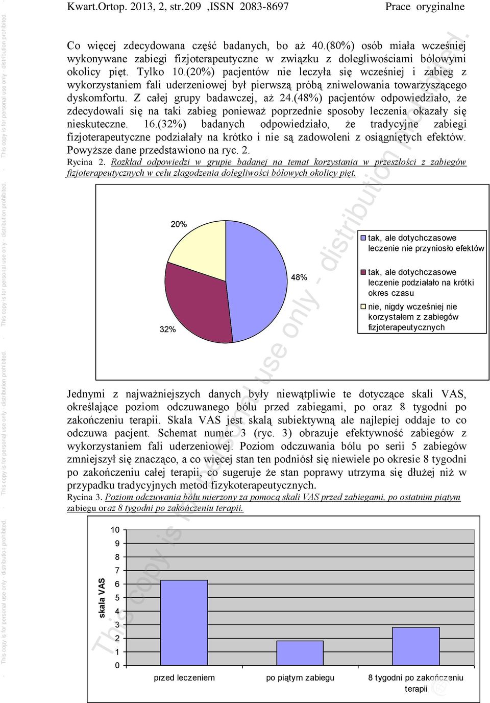 (20%) pacjentów nie leczyła się wcześniej i zabieg z wykorzystaniem fali uderzeniowej był pierwszą próbą zniwelowania towarzyszącego dyskomfortu. Z całej grupy badawczej, aż 24.