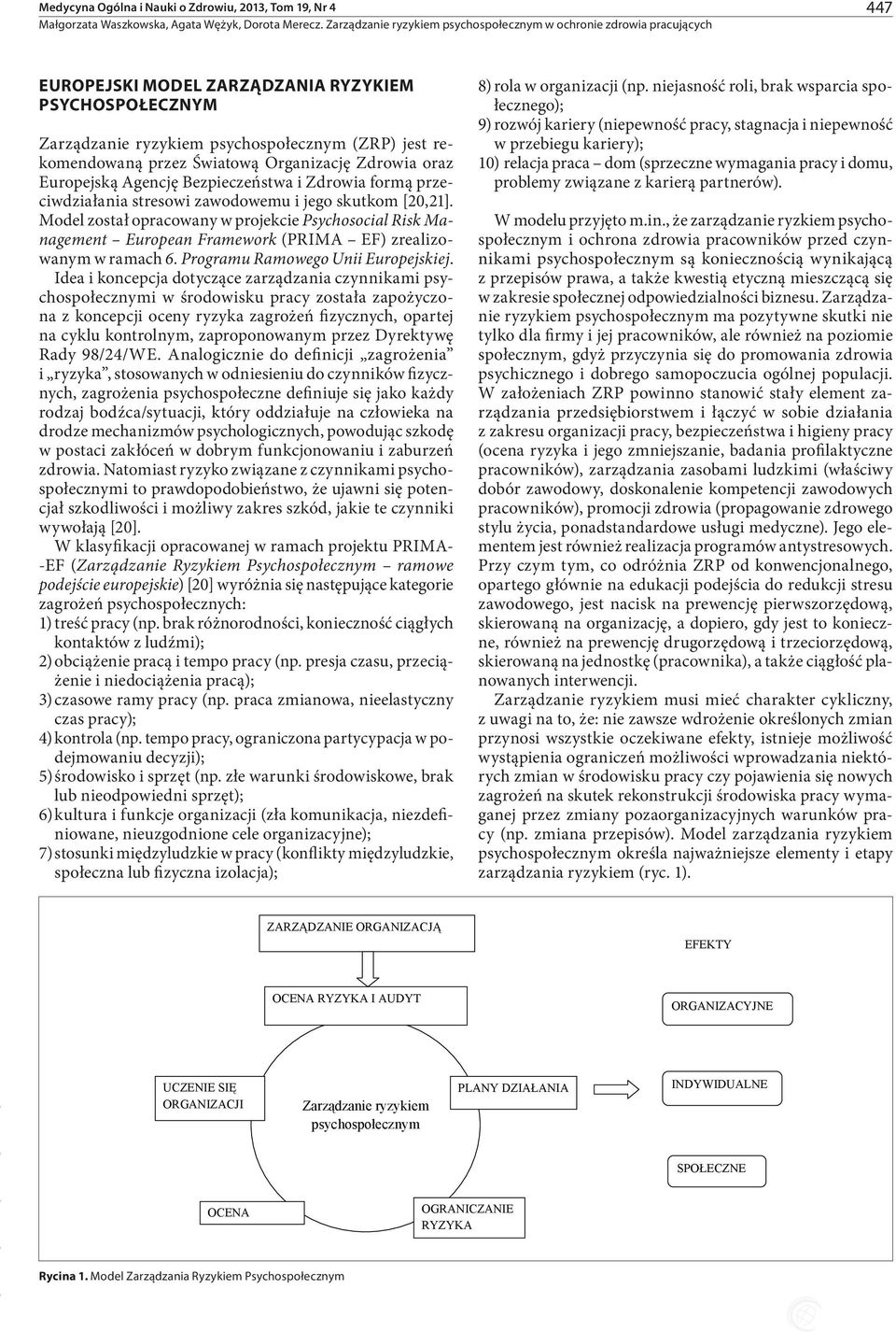 Model został opracowany w projekcie Psychosocial Risk Management European Framework (PRIMA EF) zrealizowanym w ramach 6. Programu Ramowego Unii Europejskiej.