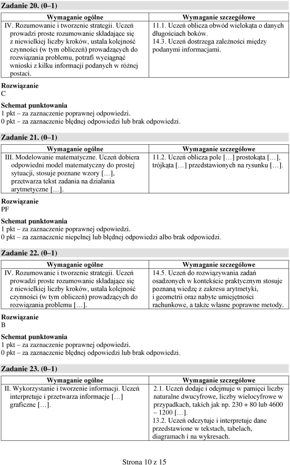 informacji podanych w różnej postaci. C Zadanie 21. (0 1) III. Modelowanie matematyczne.