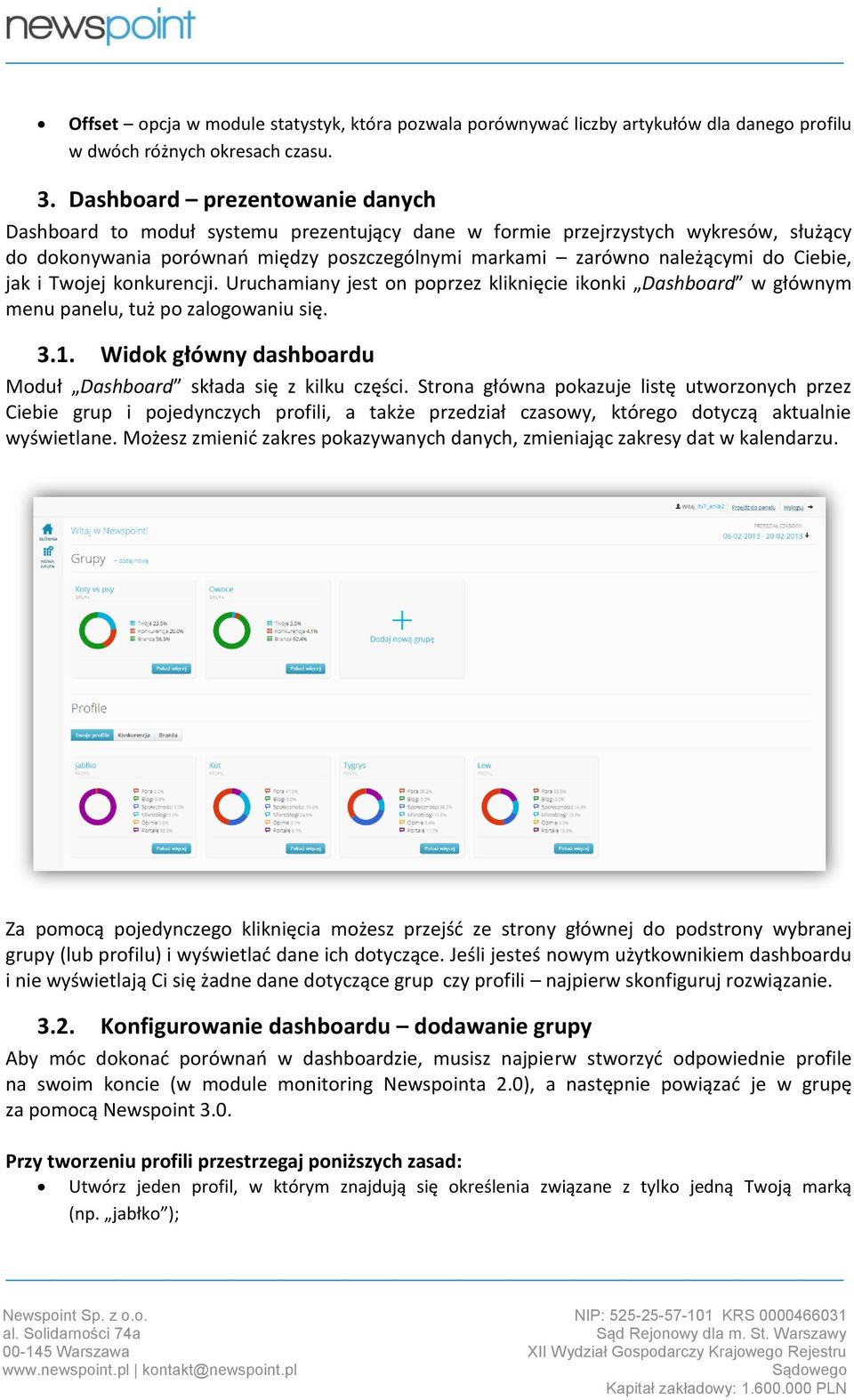 Ciebie, jak i Twojej konkurencji. Uruchamiany jest on poprzez kliknięcie ikonki Dashboard w głównym menu panelu, tuż po zalogowaniu się. 3.1.