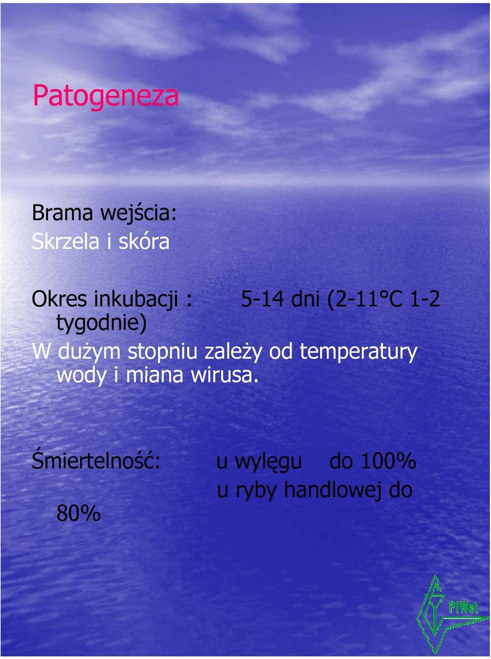 stopniu zależy od temperatury wody i miana wirusa.