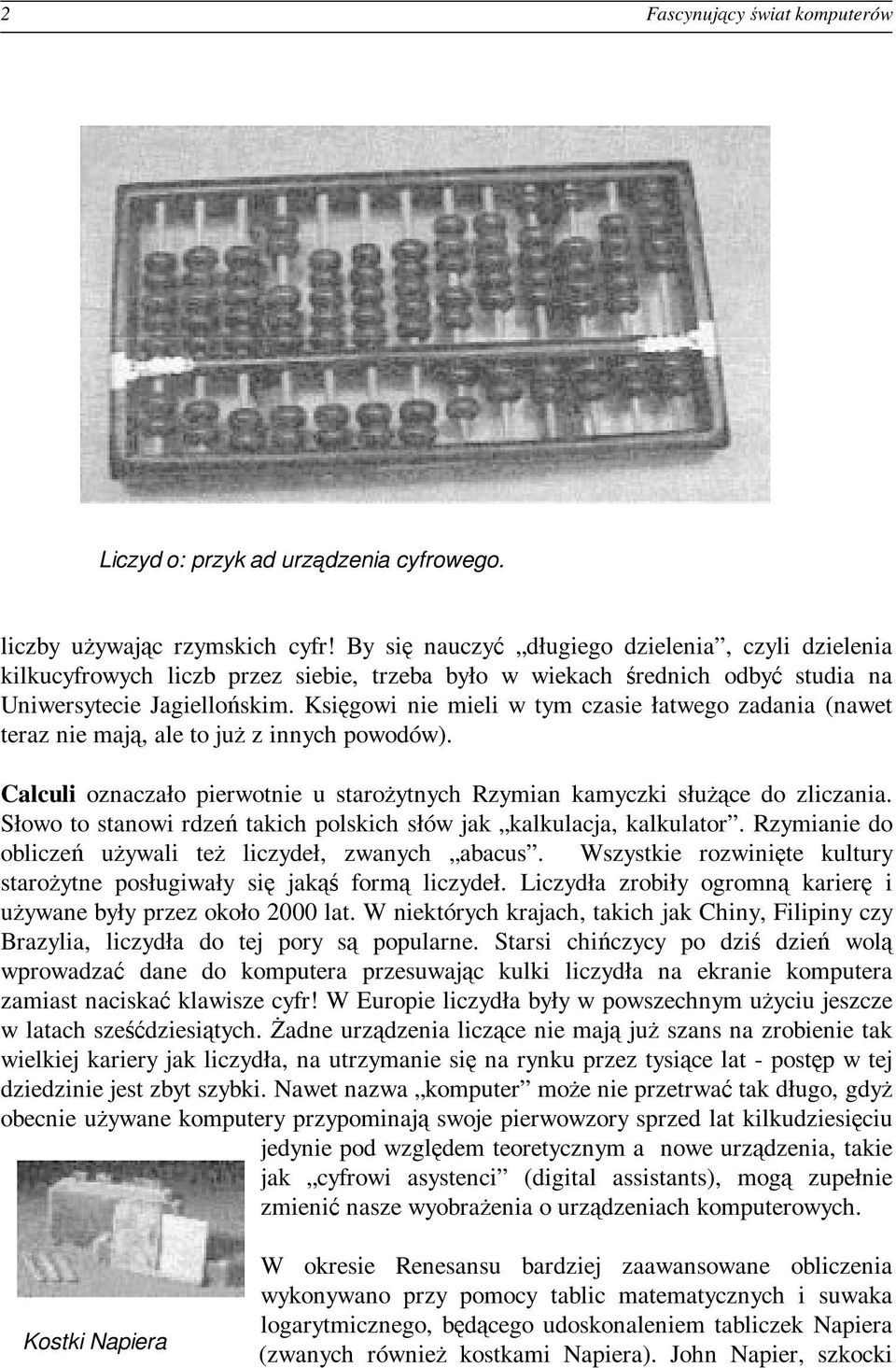 Księgowi nie mieli w tym czasie łatwego zadania (nawet teraz nie mają, ale to już z innych powodów). Calculi oznaczało pierwotnie u starożytnych Rzymian kamyczki służące do zliczania.