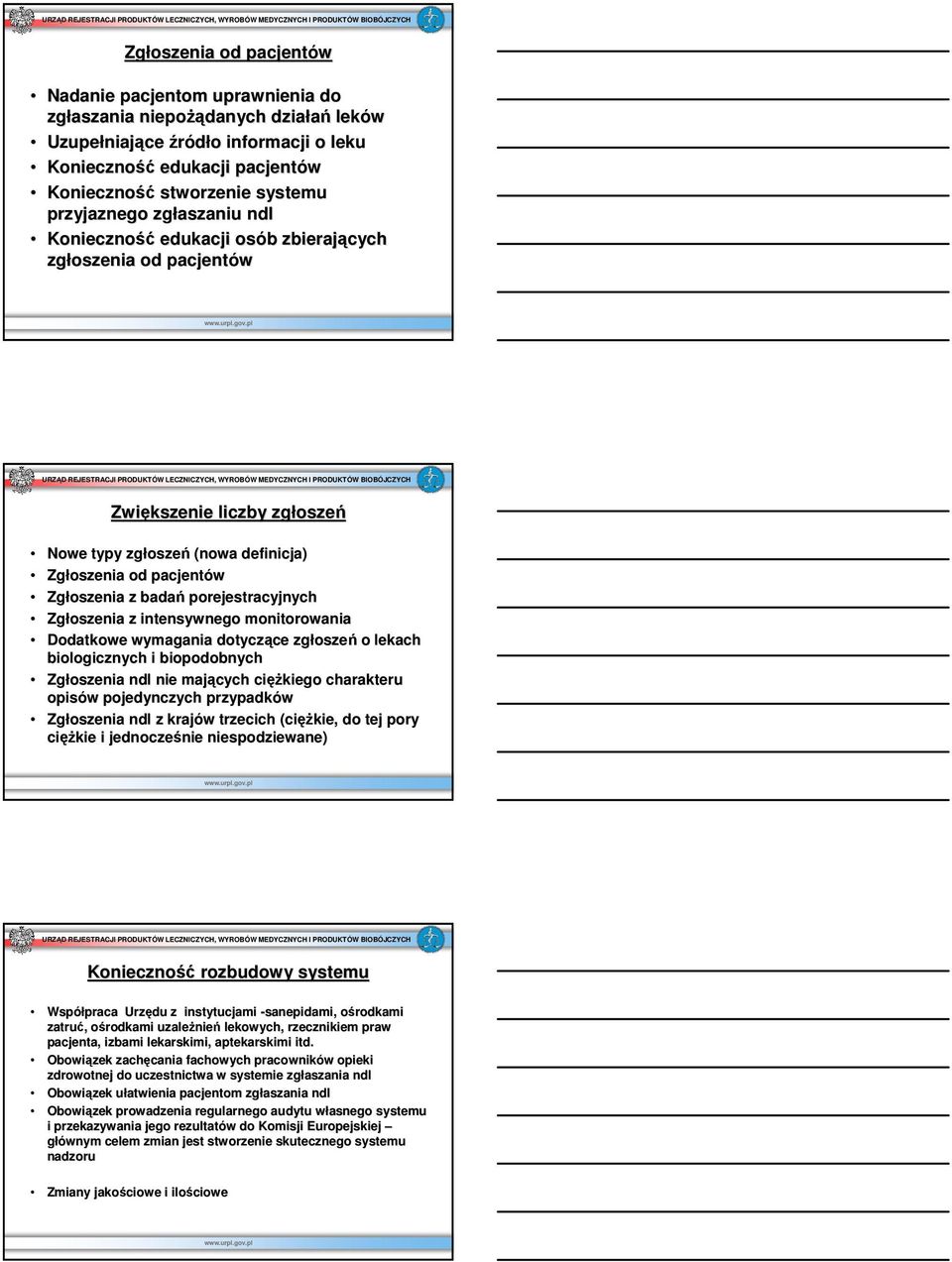 Zgłoszenia z intensywnego monitorowania Dodatkowe wymagania dotyczące ce zgłosze oszeń o lekach biologicznych i biopodobnych Zgłoszenia nie mających cięż ężkiego charakteru opisów w pojedynczych