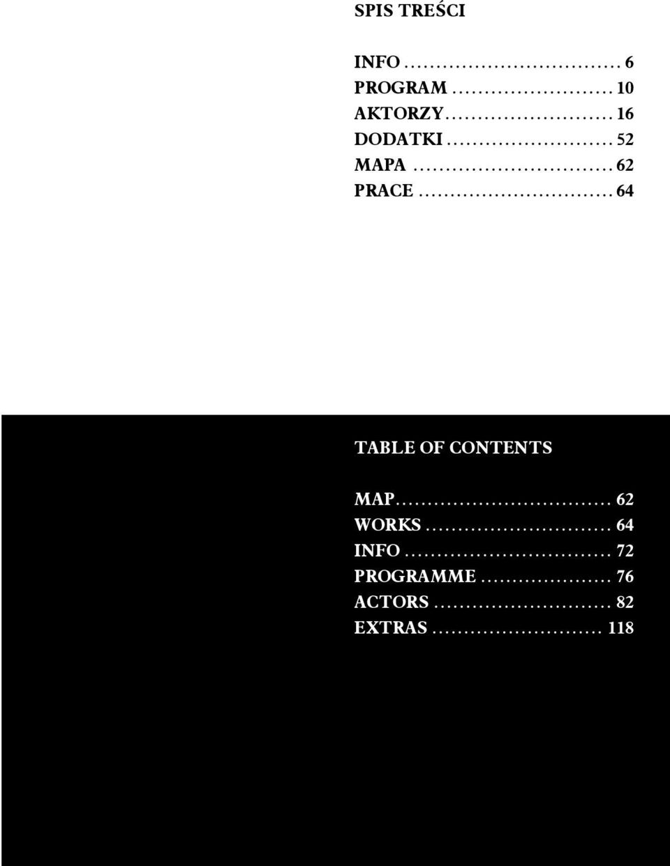 64 TABLE OF CONTENTS MAP 62 WORKS