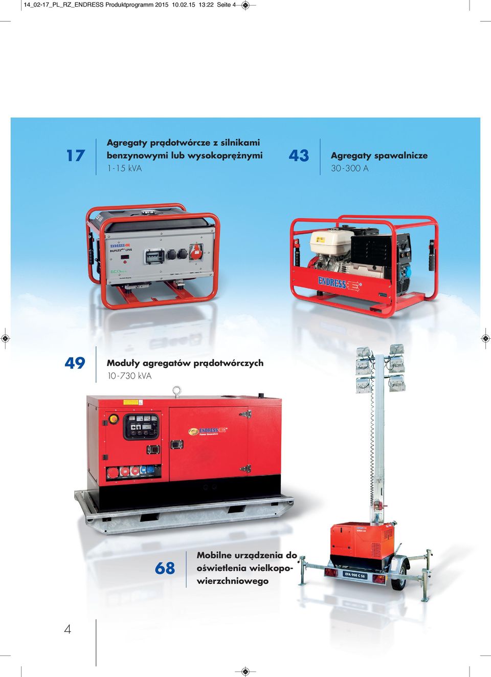 15 13:22 Seite 4 Agregaty prądotwórcze z silnikami 17 benzynowymi lub