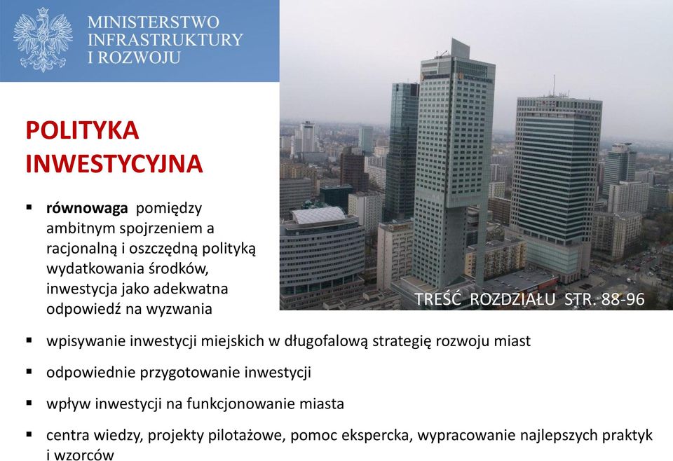 88-96 wpisywanie inwestycji miejskich w długofalową strategię rozwoju miast odpowiednie przygotowanie