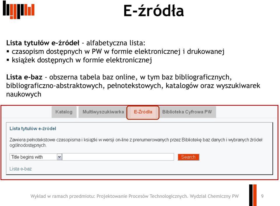 Lista e-baz - obszerna tabela baz online, w tym baz bibliograficznych,