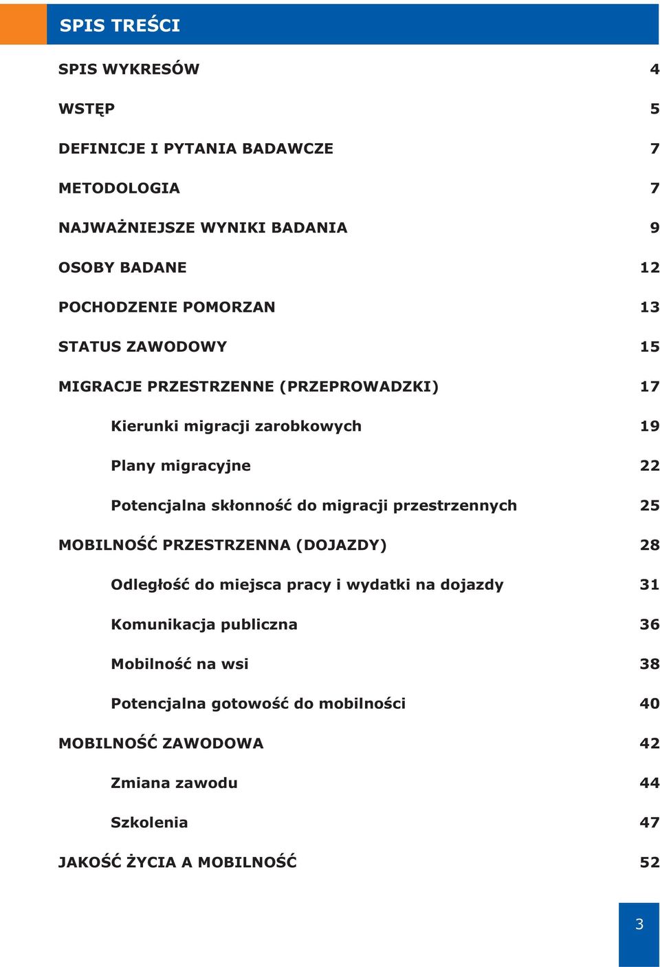 przestrzennych MOBILNOŚĆ PRZESTRZENNA (DOJAZDY) Odległość do miejsca pracy i wydatki na dojazdy Komunikacja publiczna Mobilność na wsi