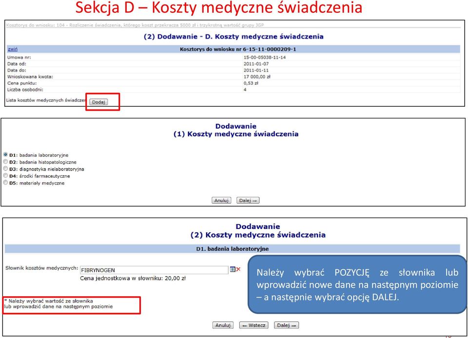 wprowadzić nowe dane na następnym