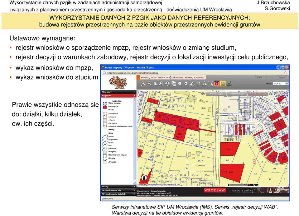 decyzji o lokalizacji inwestycji celu publicznego, wykaz wniosków do mpzp, wykaz wniosków do studium Prawie wszystkie odnoszą się do: działki,