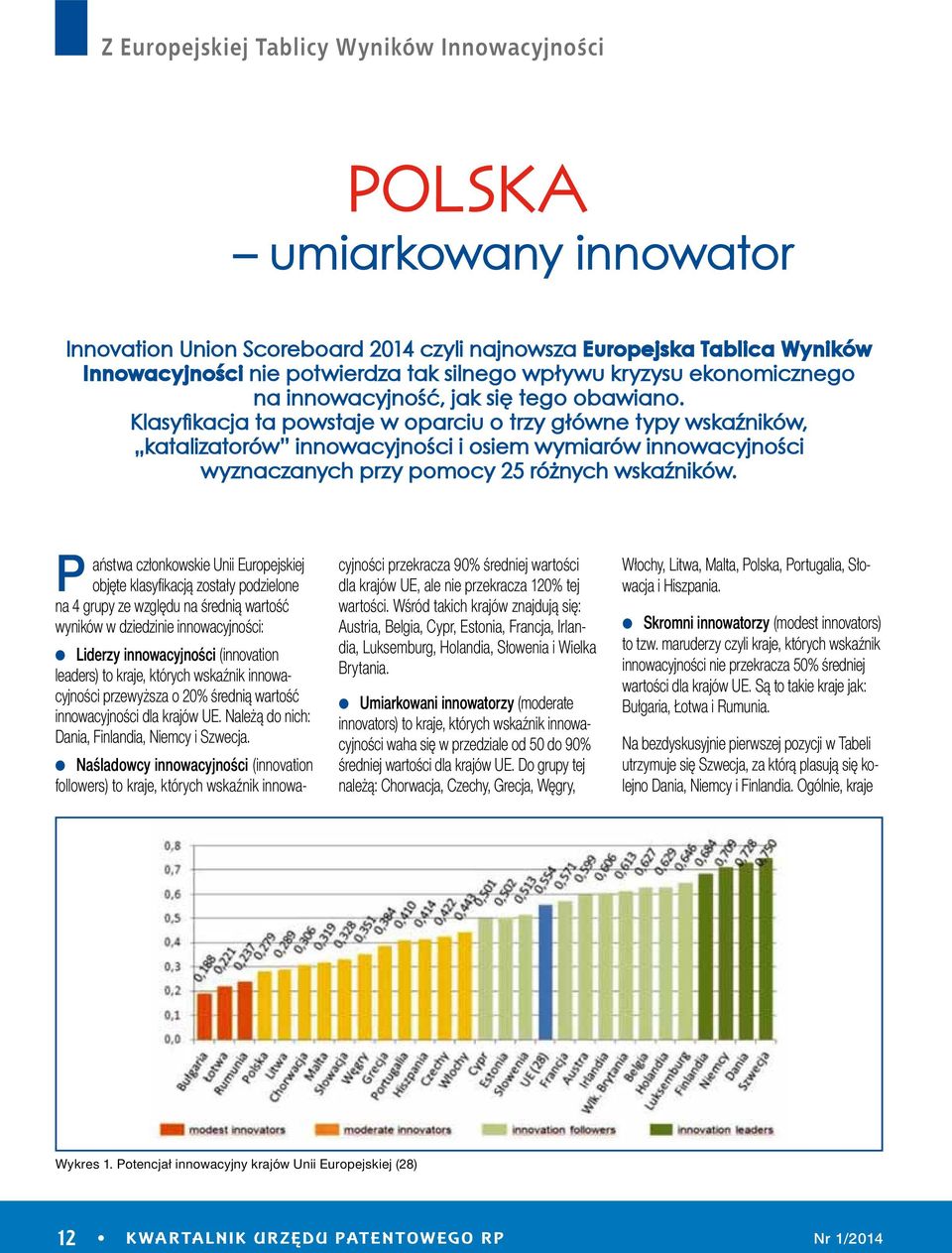 Klasyfi kacja ta powstaje w oparciu o trzy główne typy wskaźników, katalizatorów innowacyjności i osiem wymiarów innowacyjności wyznaczanych przy pomocy 25 różnych wskaźników.