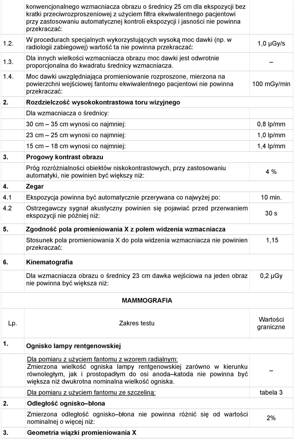 jasności nie powinna przekraczać: W procedurach specjalnych wykorzystujących wysoką moc dawki (np.