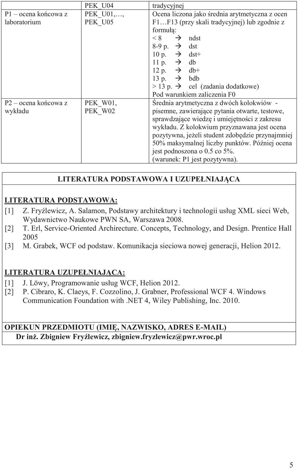 cel (zadania dodatkowe) Pod warunkiem zaliczenia F0 Średnia arytmetyczna z dwóch kolokwiów - pisemne, zawierające pytania otwarte, testowe, sprawdzające wiedzę i umiejętności z zakresu wykładu.