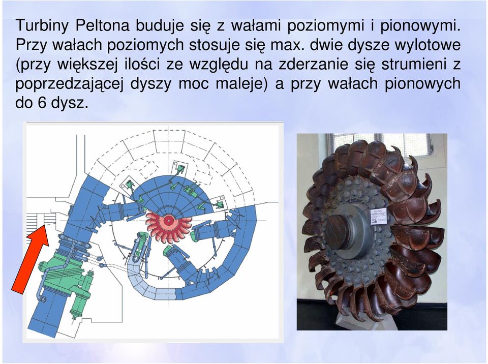 dwie dysze wylotowe (przy większej ilości ze względu na