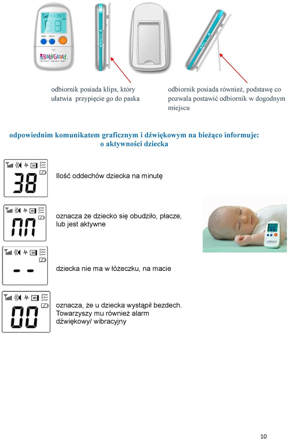 aktywności dziecka Ilość oddechów dziecka na minutę oznacza że dziecko się obudziło, płacze, lub jest aktywne