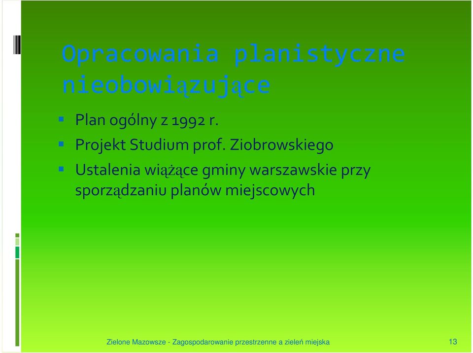 Ziobrowskiego Ustalenia wiąŝące gminy warszawskie przy