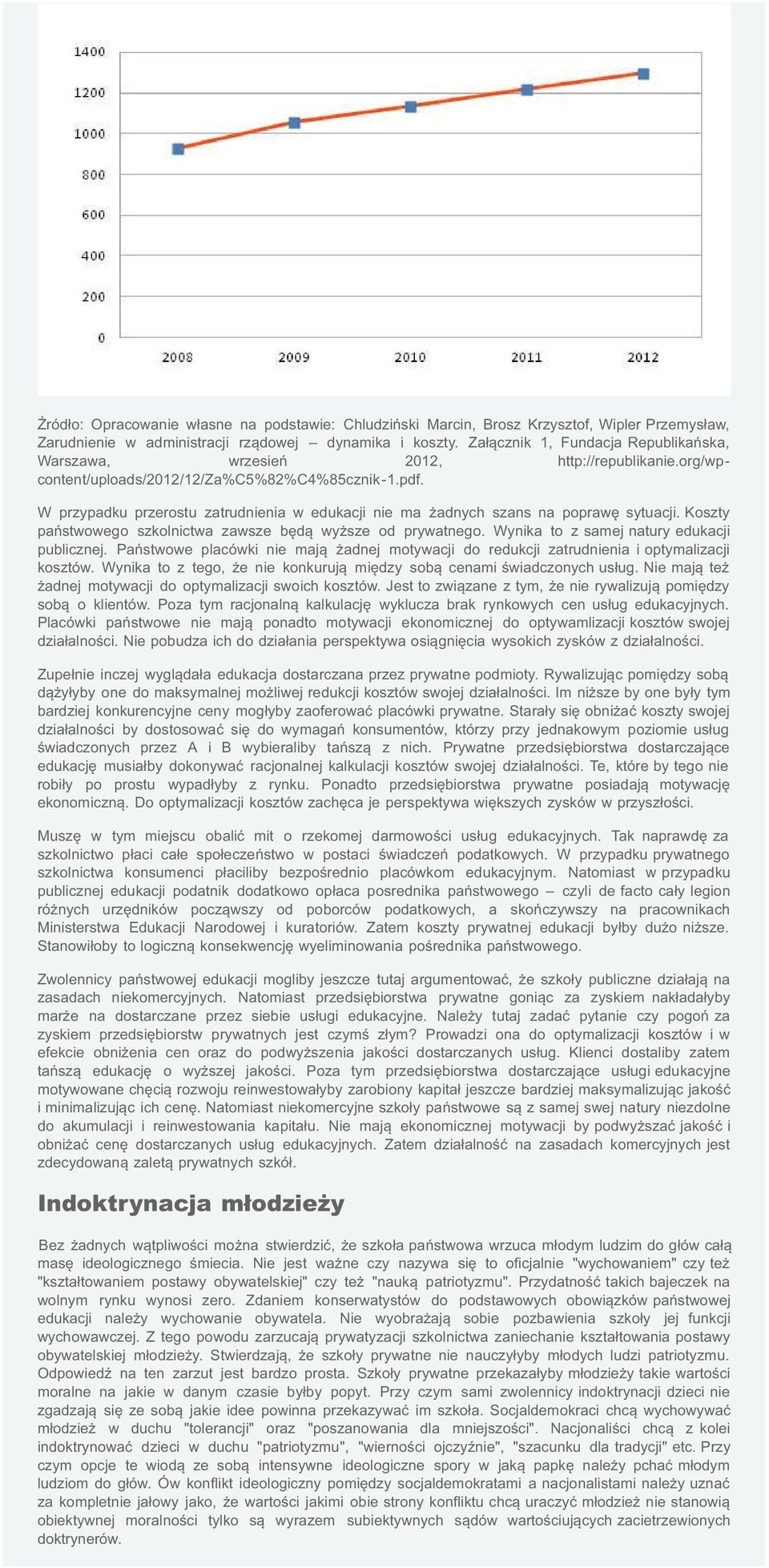 W przypadku przerostu zatrudnienia w edukacji nie ma żadnych szans na poprawę sytuacji. Koszty państwowego szkolnictwa zawsze będą wyższe od prywatnego. Wynika to z samej natury edukacji publicznej.