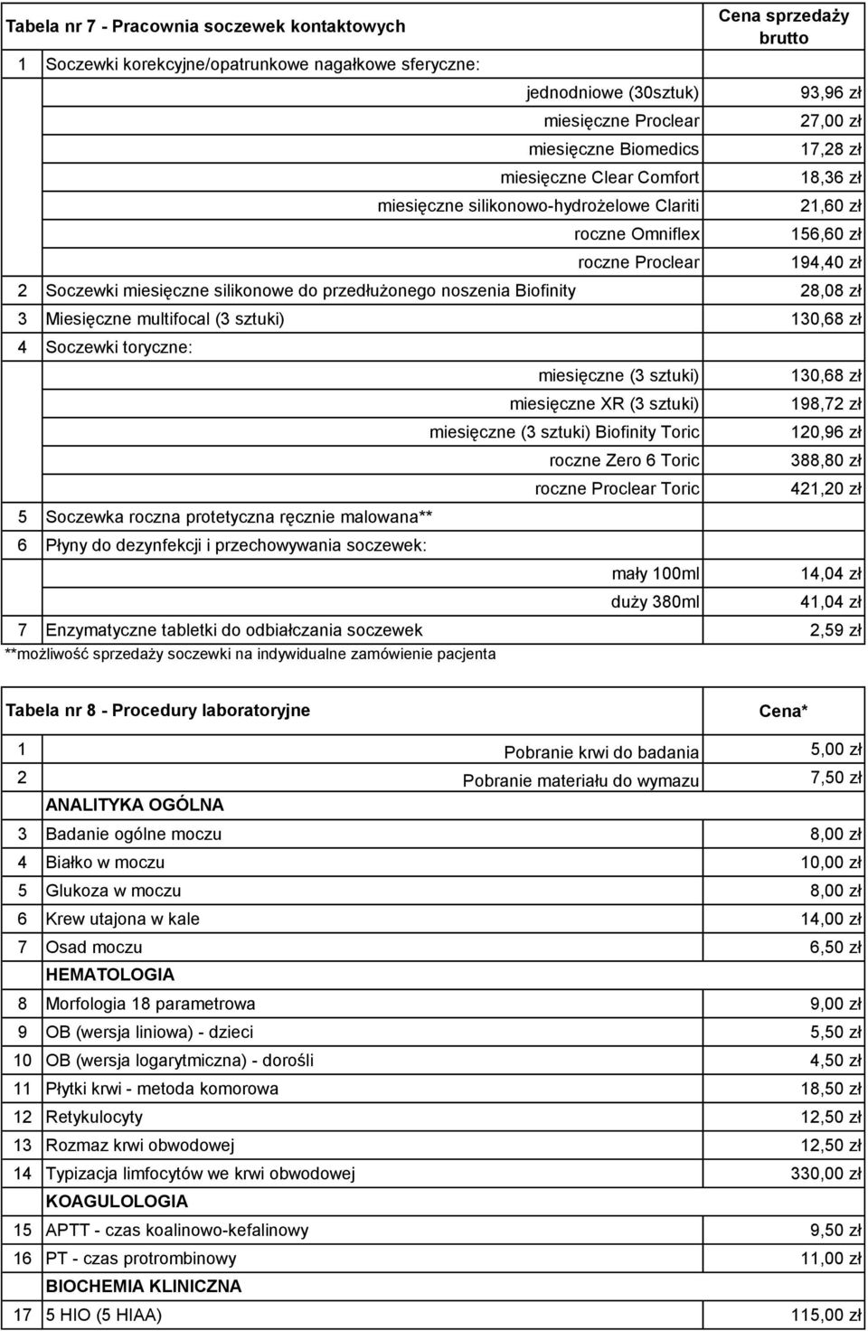 noszenia Biofinity 28,08 zł 3 Miesięczne multifocal (3 sztuki) 130,68 zł 4 Soczewki toryczne: 5 Soczewka roczna protetyczna ręcznie malowana** 6 Płyny do dezynfekcji i przechowywania soczewek: