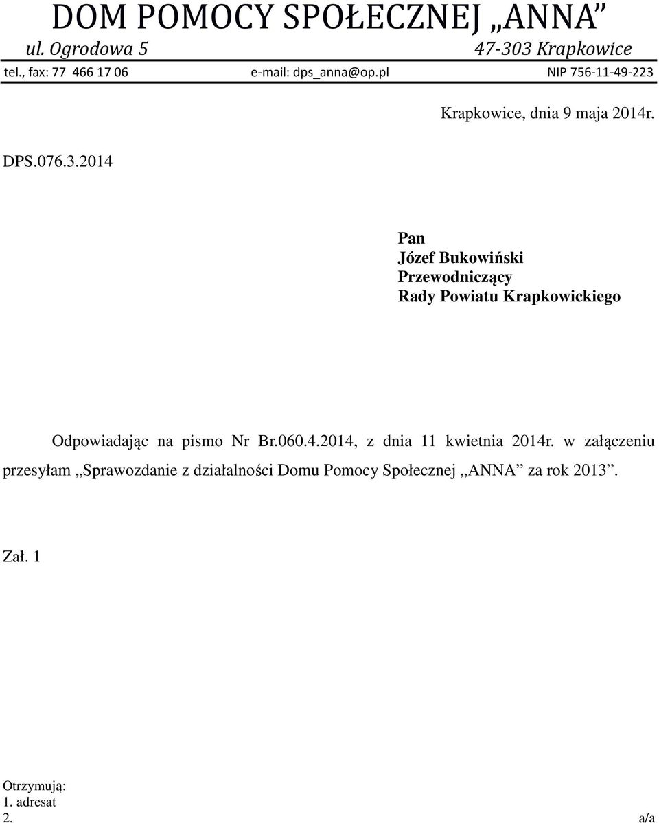 Krapkowice, dnia 9 maja 2014r. DPS.076.3.