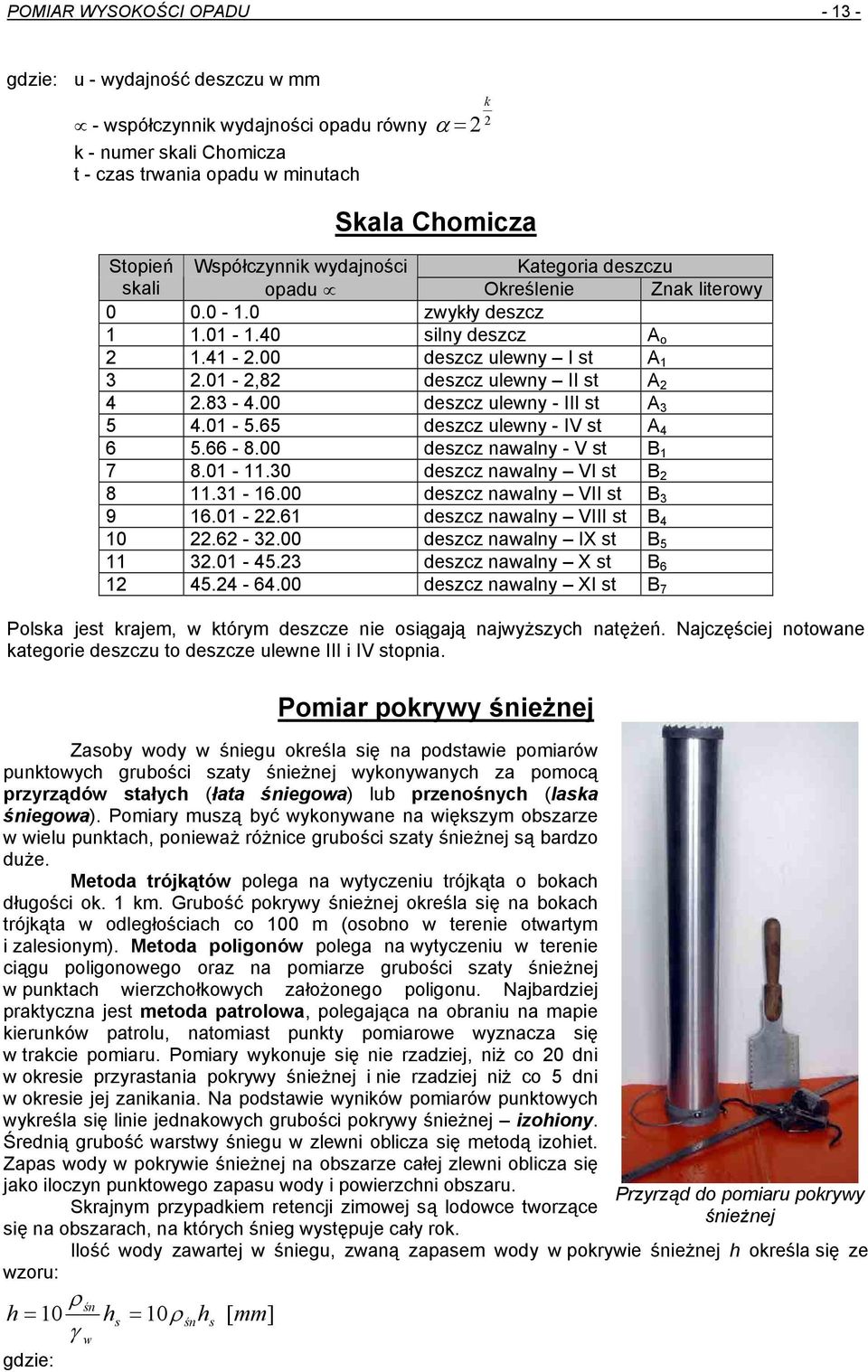 01-2,82 deszcz ulewny II st A 2 4 2.83-4.00 deszcz ulewny - III st A 3 5 4.01-5.65 deszcz ulewny - IV st A 4 6 5.66-8.00 deszcz nawalny - V st B 1 7 8.01-11.30 deszcz nawalny VI st B 2 8 11.31-16.