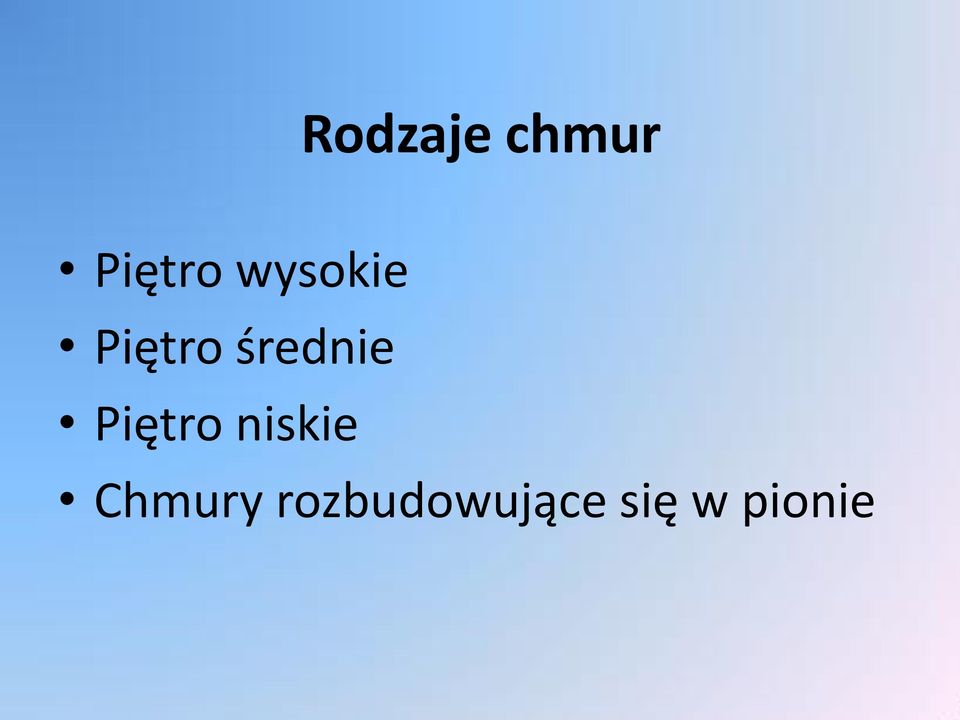 Piętro niskie Chmury