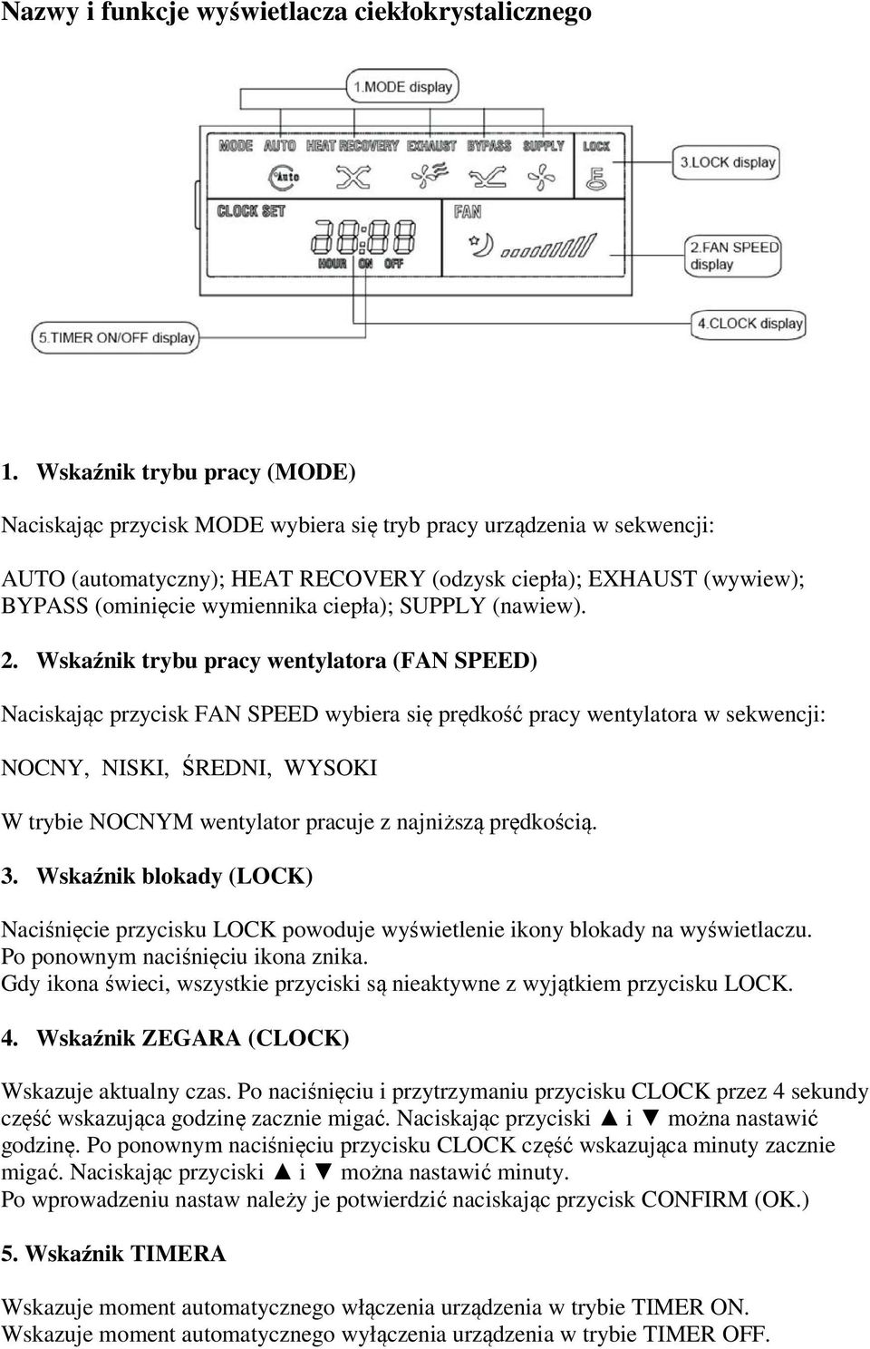 ciepła); SUPPLY (nawiew). 2.