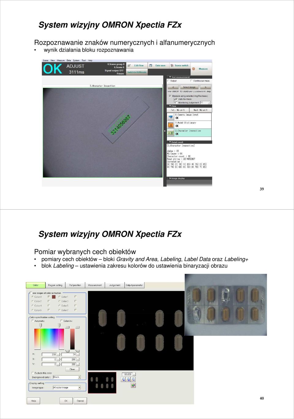 obiektów bloki Gravity and Area, Labeling, Label Data oraz Labeling+