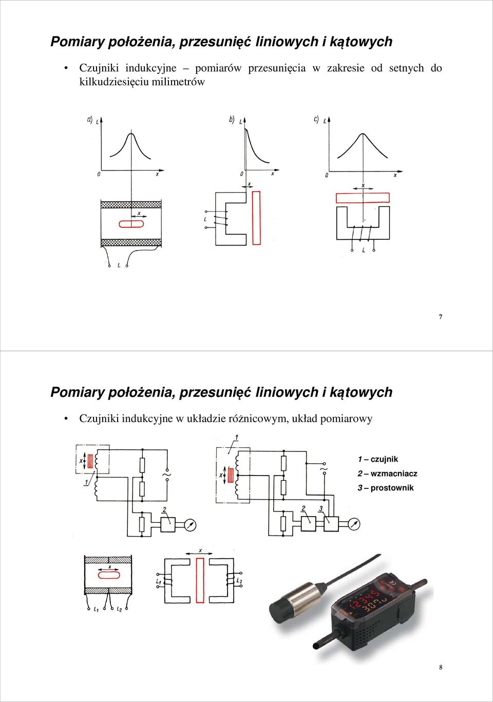 7  w układzie różnicowym, układ pomiarowy 1 czujnik 2 wzmacniacz 3