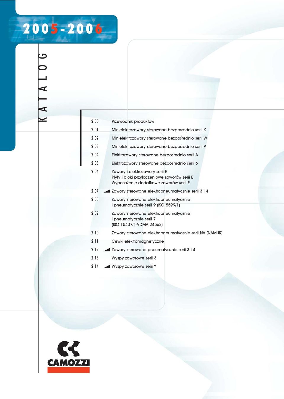 06 Zawory i elektrozawory serii E P³yty i bloki przy³¹czeniowe zaworów serii E Wyposa enie dodatkowe zaworów serii E.07 Zawory sterowane elektropneumatycznie serii 3 i 4.