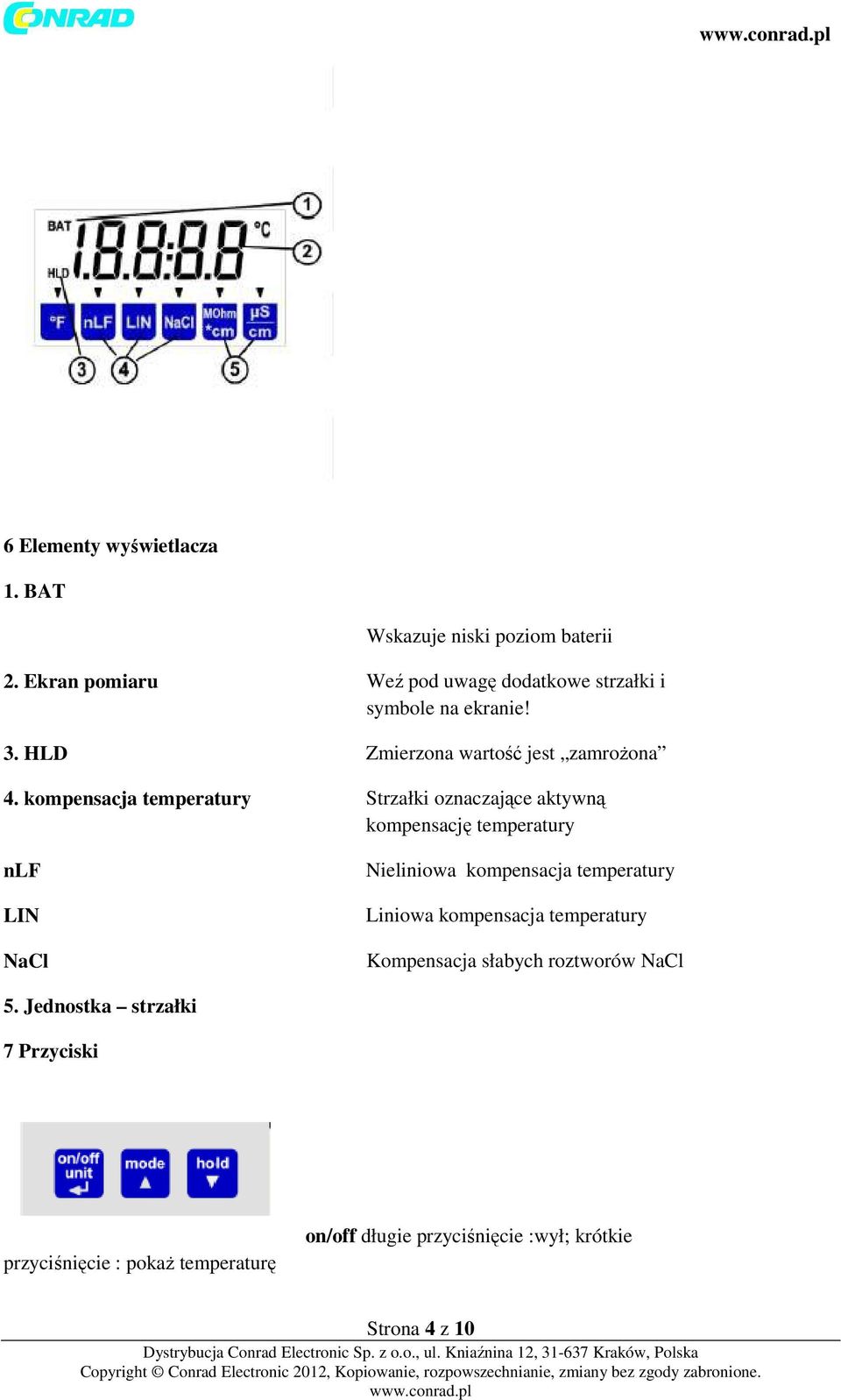 kompensacja temperatury Strzałki oznaczające aktywną kompensację temperatury nlf LIN NaCl Nieliniowa kompensacja