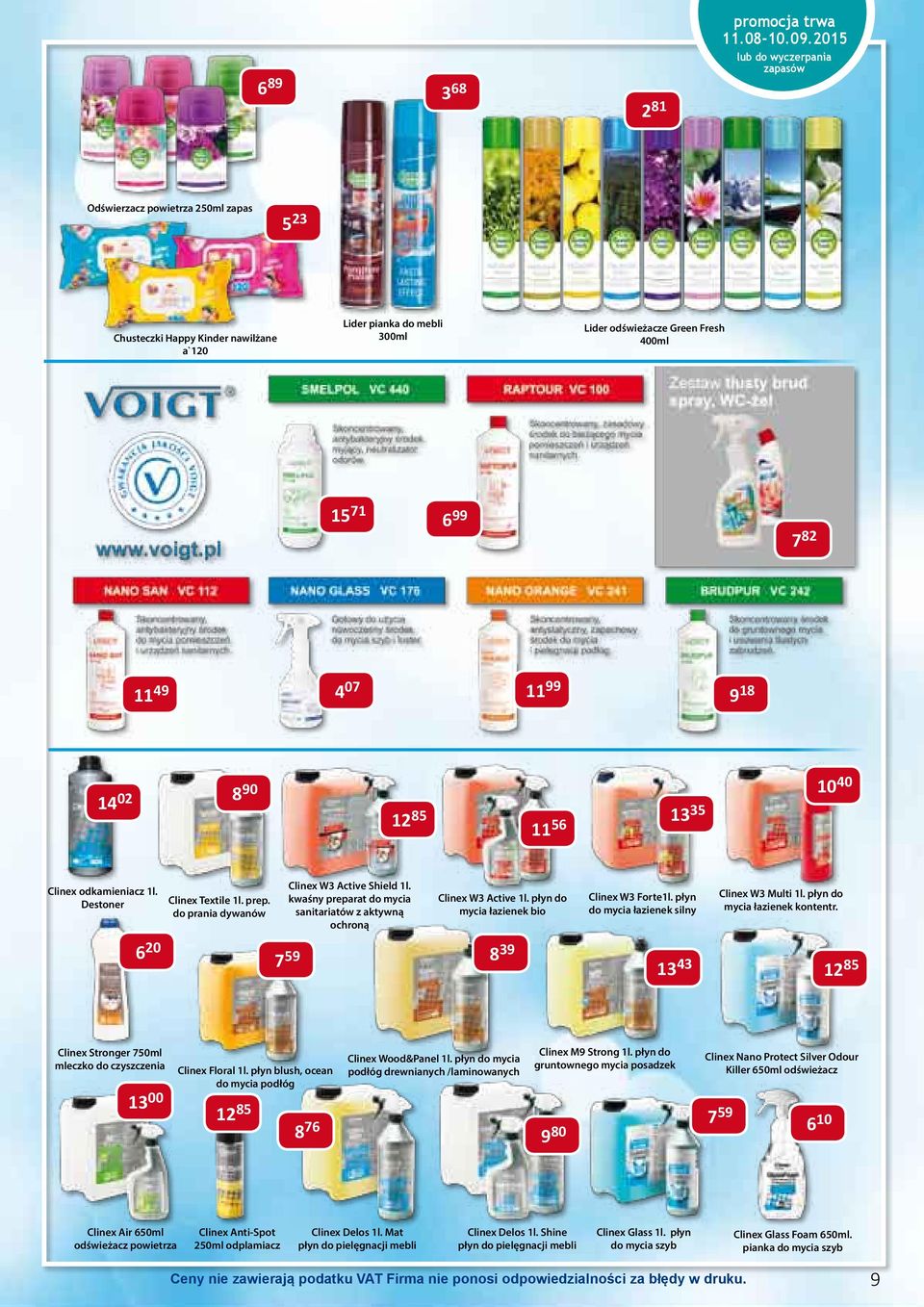 kwaśny preparat do mycia sanitariatów z aktywną ochroną Clinex W3 Active 1l. płyn do mycia łazienek bio Clinex W3 Forte1l. płyn do mycia łazienek silny Clinex W3 Multi 1l.