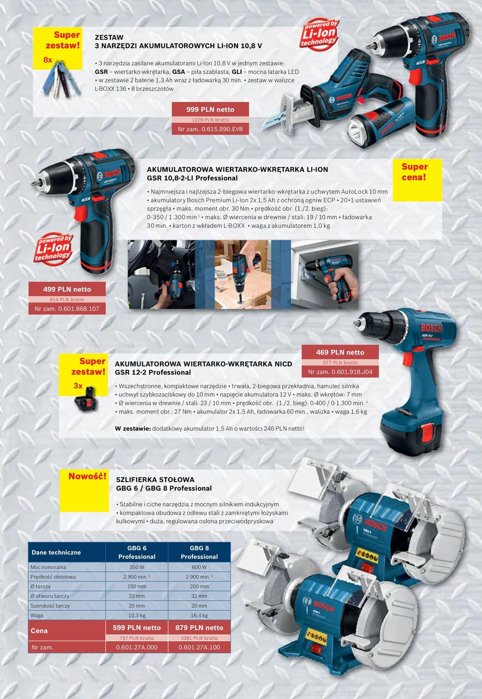 EV8 AKUMULATOROWA WIERTARKO-WKRĘTARKA LI-ION GSR 10,8-2-Li Professional Najmniejsza i najlżejsza 2-biegowa wiertarko-wkrętarka z uchwytem AutoLock 10 mm akumulatory Bosch Premium Li-Ion 2x 1,5 Ah z