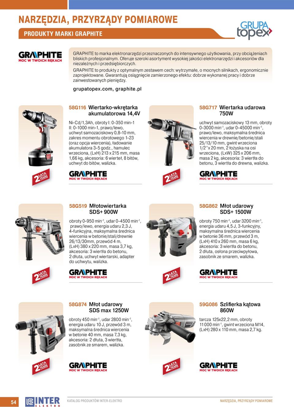 GRAPHITE to produkty z optymalnym zestawem cech: wytrzymałe, o mocnych silnikach, ergonomicznie zaprojektowane.