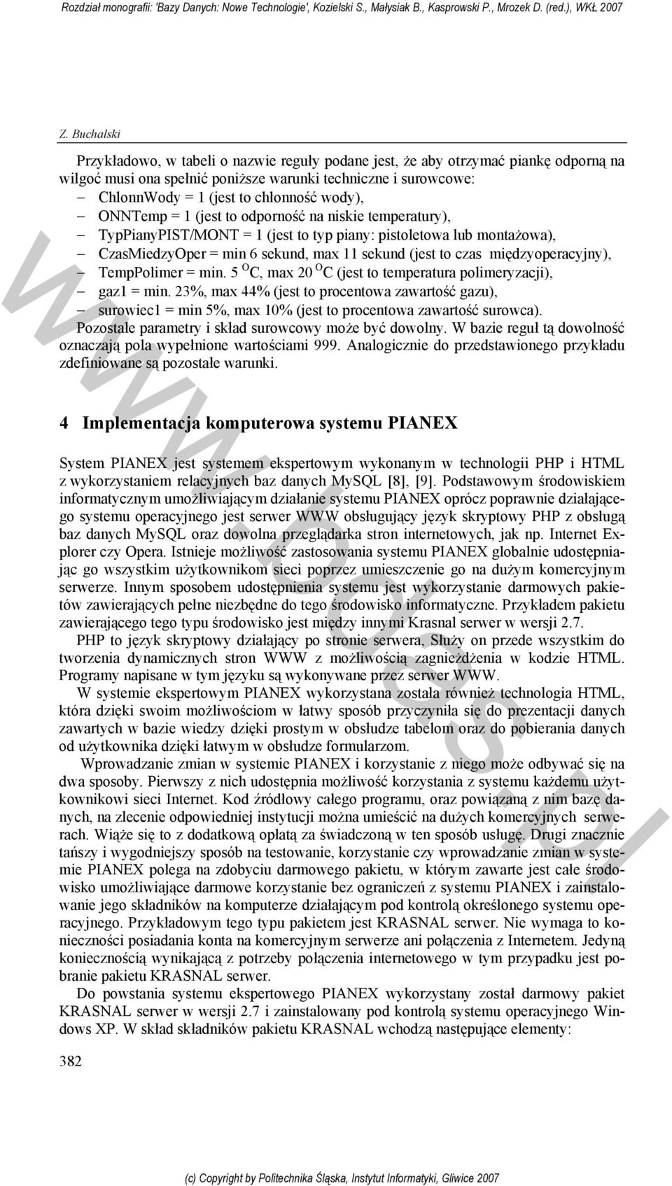 międzyoperacyjny), TempPolimer = min. 5 O C, max 20 O C (jest to temperatura polimeryzacji), gaz1 = min.