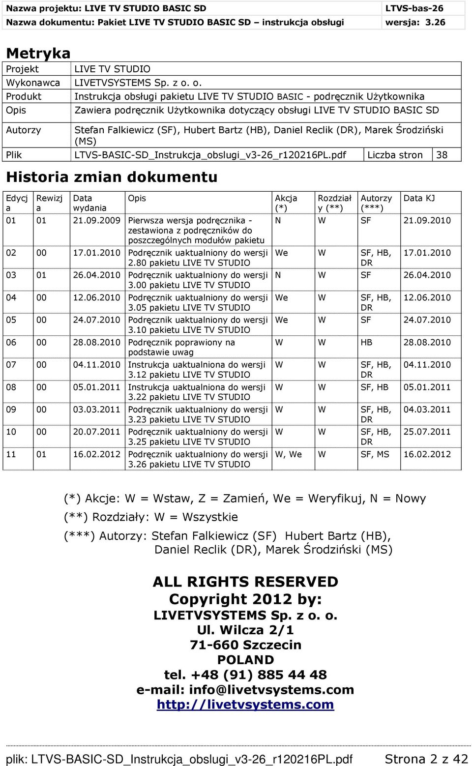 Hubert Bartz (HB), Daniel Reclik (DR), Marek Środziński (MS) Plik LTVS-BASIC-SD_Instrukcja_obslugi_v3-26_r120216PL.