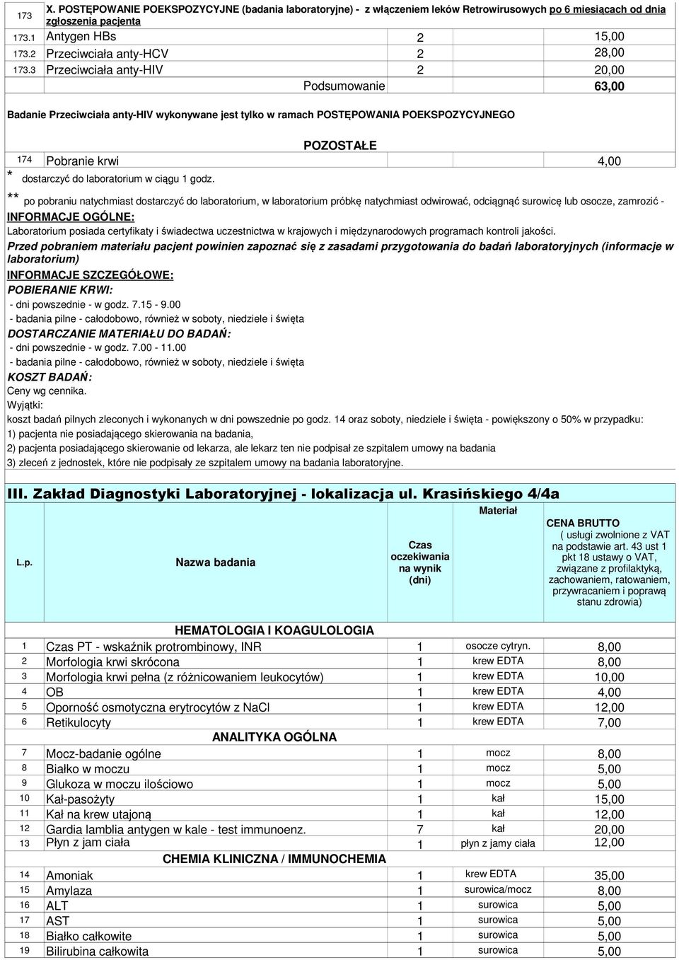 laboratorium w ciągu 1 godz.