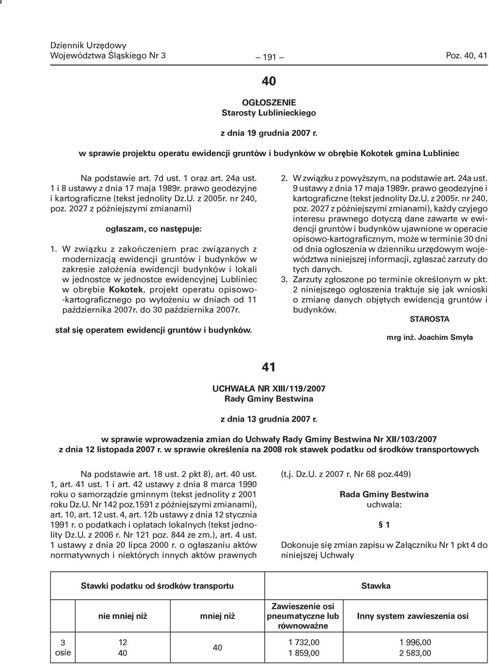 prawo geodezyjne i kartograficzne (tekst jednolity Dz.U. z 2005r. nr 240, poz. 2027 z późniejszymi zmianami) ogłaszam, co następuje: 1.