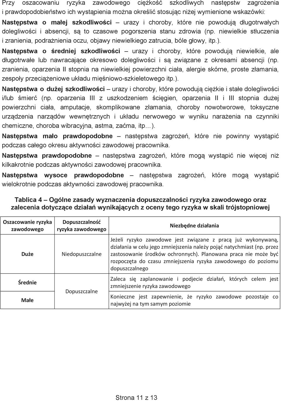 Nastpstwa o redniej szkodliwoci urazy i choroby, które powoduj niewielkie, ale dugotrwae lub nawracajce okresowo dolegliwoci i s zwizane z okresami absencji (np.