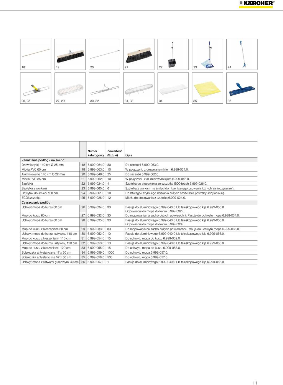 999-048.0. Szufelka 22 6.999-024.0 4 Szufelka do stosowania ze szczotką ECO!brush 5.999-026.0. Szufelka z workami 23 6.999-060.