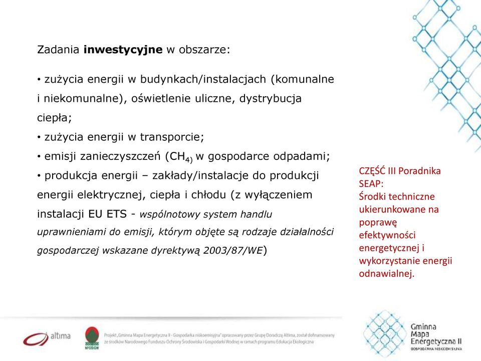 i chłodu (z wyłączeniem instalacji EU ETS - wspólnotowy system handlu uprawnieniami do emisji, którym objęte są rodzaje działalności gospodarczej